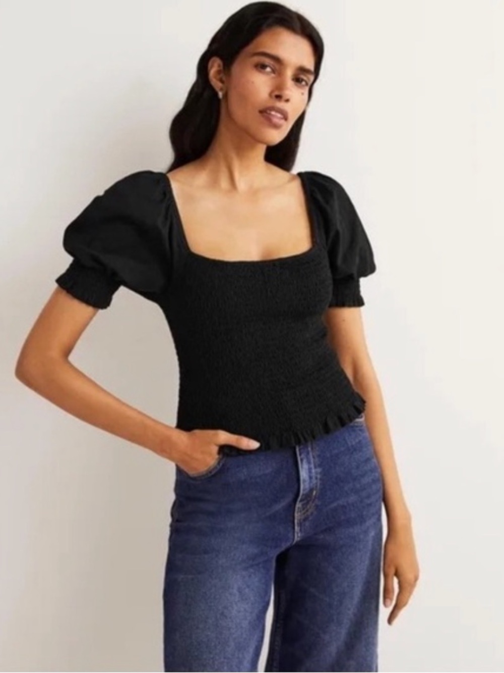 Boden Square-Neck Puff Sleeve Top